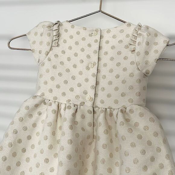 Janie and Jack Holiday Collection Cream Gold Shimmer Dot Dress Size 12-18 Months - Picture 8 of 16